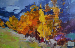 "Foschia autunnale" - Dipinto a olio originale in stile impressionista, pronto da appendere