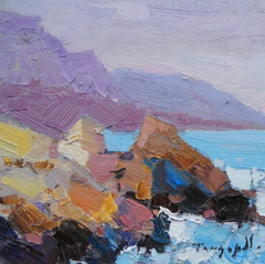 Pietre nel mare – Paesaggio impressionista – Dipinto a olio originale