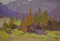 Snow-Covered Mountain Landscape Impressionism Original Oil Painting