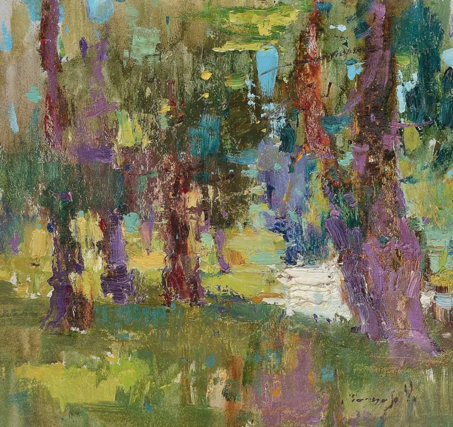 Trees Landscape Impressionism Original Oil Painting