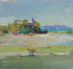 Near the River Landscape Impressionism Original Oil Painting