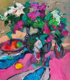 Dipinto a olio originale in stile impressionista "Odarka Still Life", pronto da appendere