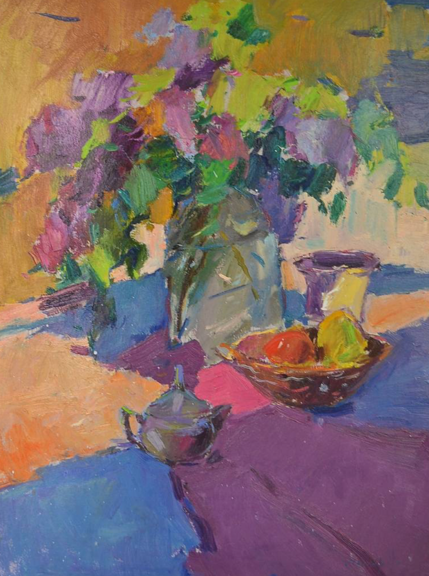 Sunny a Bouquet Still Life Flowers Impressionism Original Oil Painting