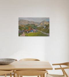 Peinture à l'huile originale de style impressionniste représentant un paysage de la Montagne Grise, prête à être accrochée