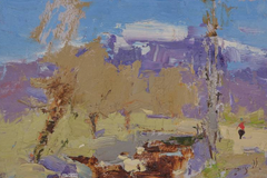 Étude de printemps : impressionnisme paysager – Peinture à l'huile originale