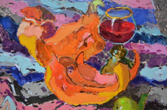 A Glass of Wine Still Life Impressionism Original Oil Painting, Ready to Hang