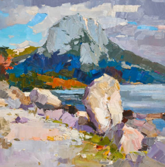 „Stones“ – Landschaftsimpressionismus, Original-Ölgemälde, fertig zum Aufhängen