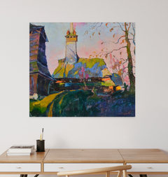 "Campane serali" - Dipinto a olio originale in stile impressionista, pronto da appendere