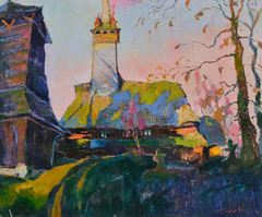 "Campane serali" - Dipinto a olio originale in stile impressionista, pronto da appendere