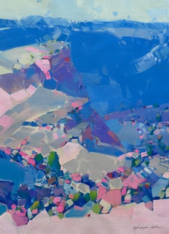 Beyond the Azure Canyons Landscape Original oil Painting, Ready to Hang