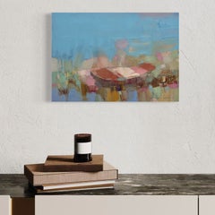Dipinto a olio originale in stile impressionista raffigurante una barca, pronto da appendere