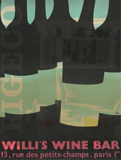 Alberto Bali 'Willi's Wine Bar (Misprint)' 1982 Vintage Black, Gray, Green, Red