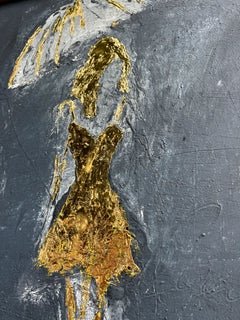 „Umbrella Girl“-Serie, Gold Edition Nr. 19, Abstrakt, 21. Jahrhundert, Acryl