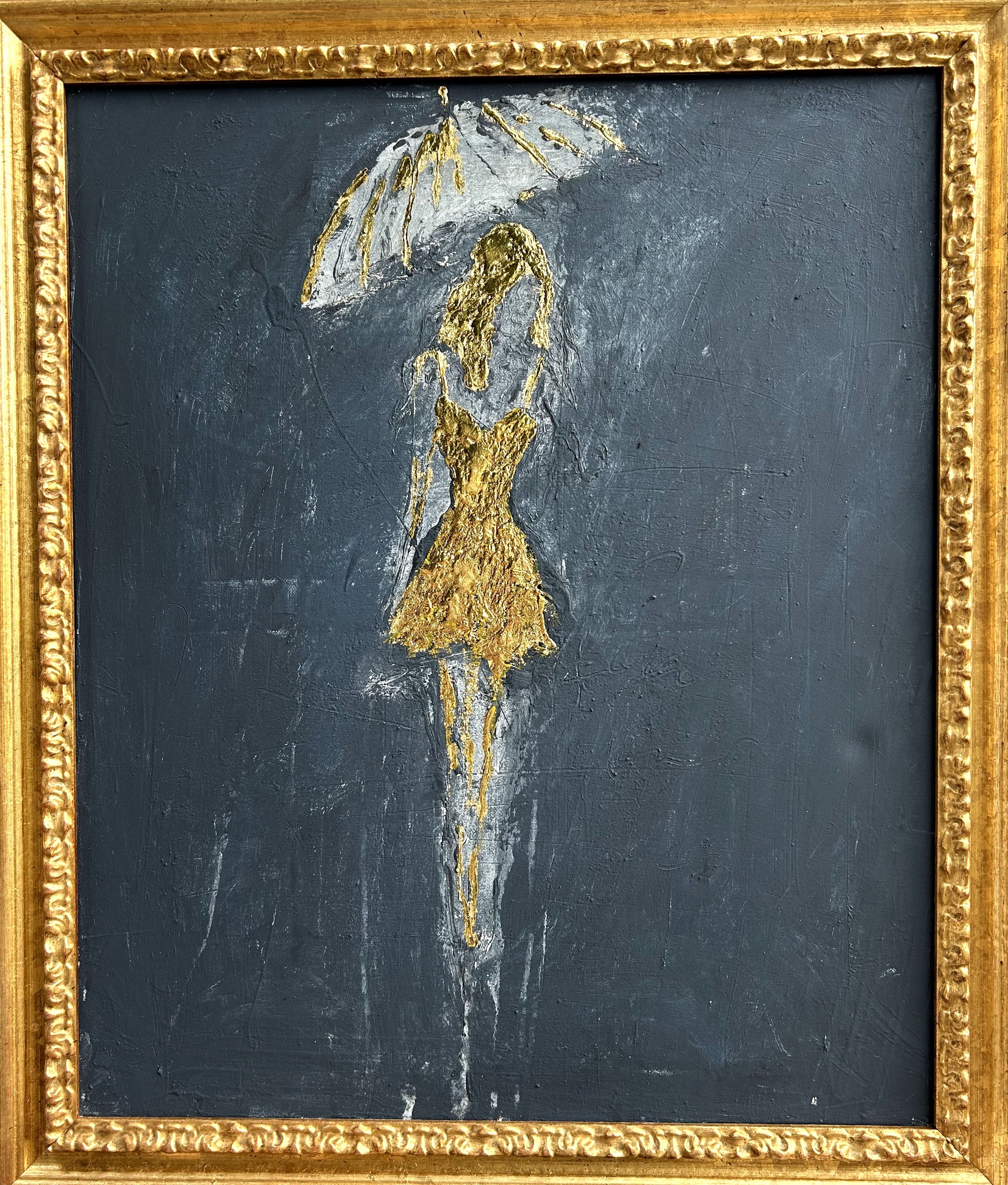 "umbrella girl series" Gold Edition No.19 , Abstract, 21st Century, Acrylic