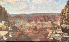 1910 Grand Canyon Panoramic View Oil Painting Period American Frame