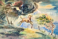 1937: cavallo americano in stile realista e modernista che fugge da un fulmine