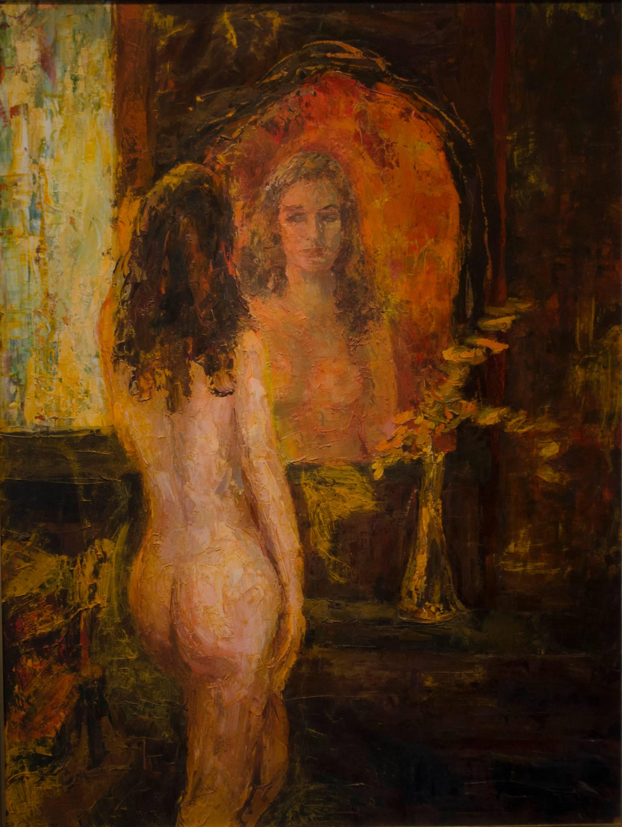 Ron Blumberg Figurative Painting - Before the Mirror