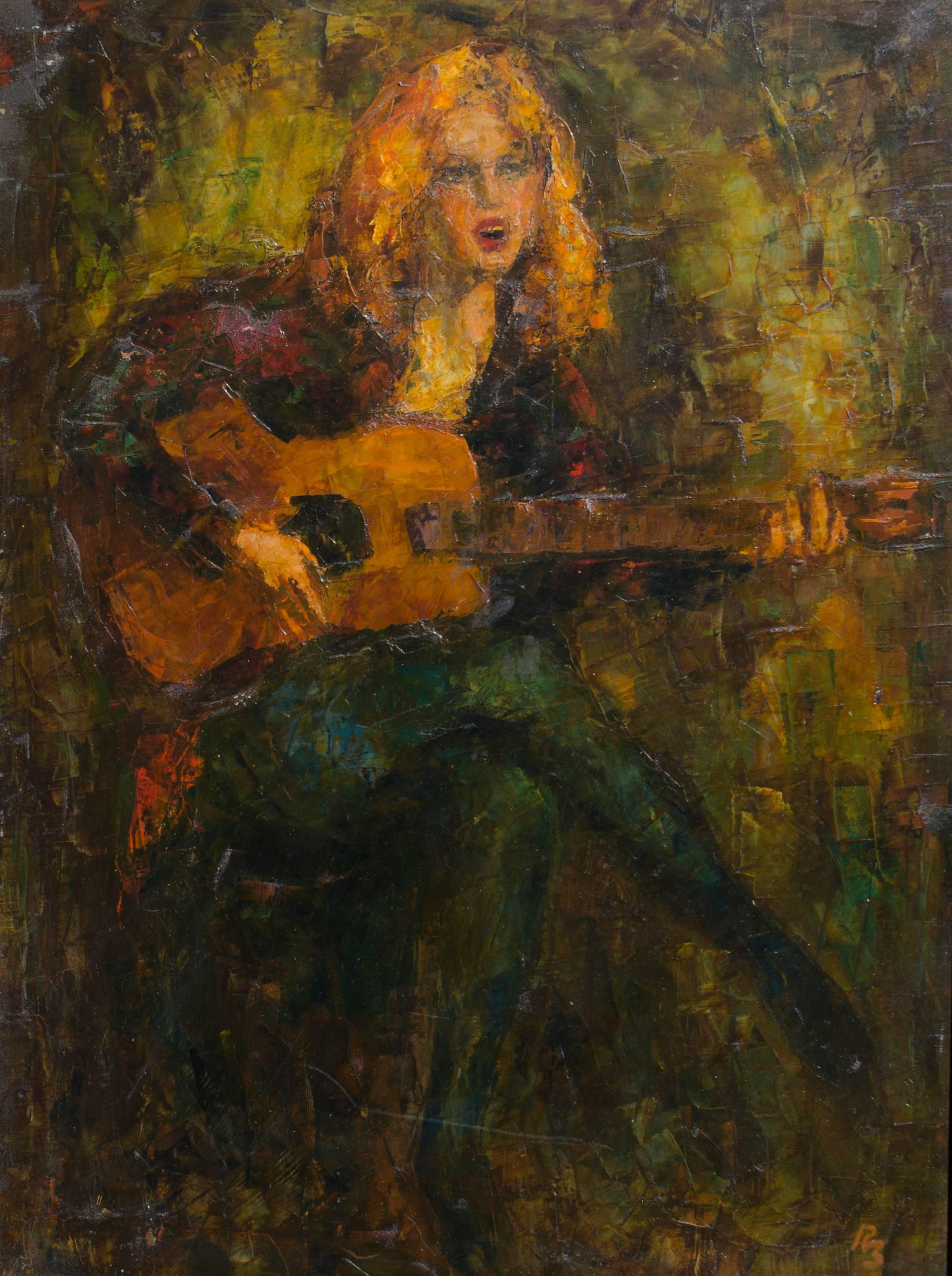 Ron Blumberg Figurative Painting - Guitar Serenade