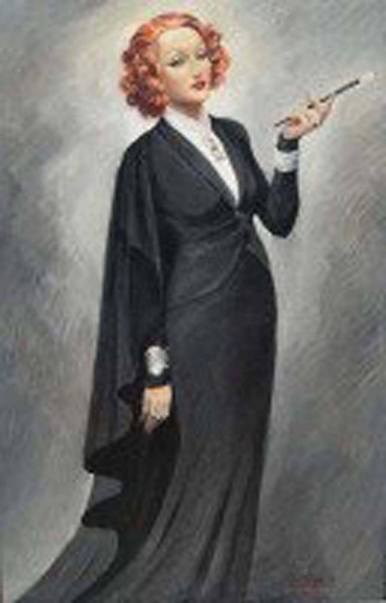 Jean Dominique van Caulaert Figurative Painting - Portrait of Marelen Dietrich
