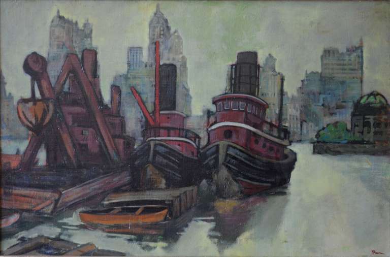 Ron Blumberg Landscape Painting - Tug Boats