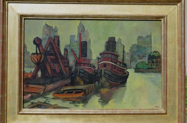Tug Boats - Painting by Ron Blumberg