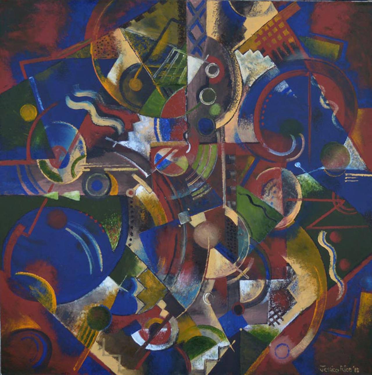 Jessica Rice Abstract Painting - Clockworks