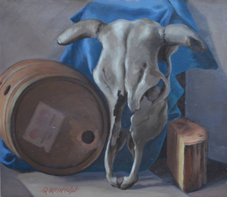 Robert McIntosh Still-Life Painting - Cask and Cow