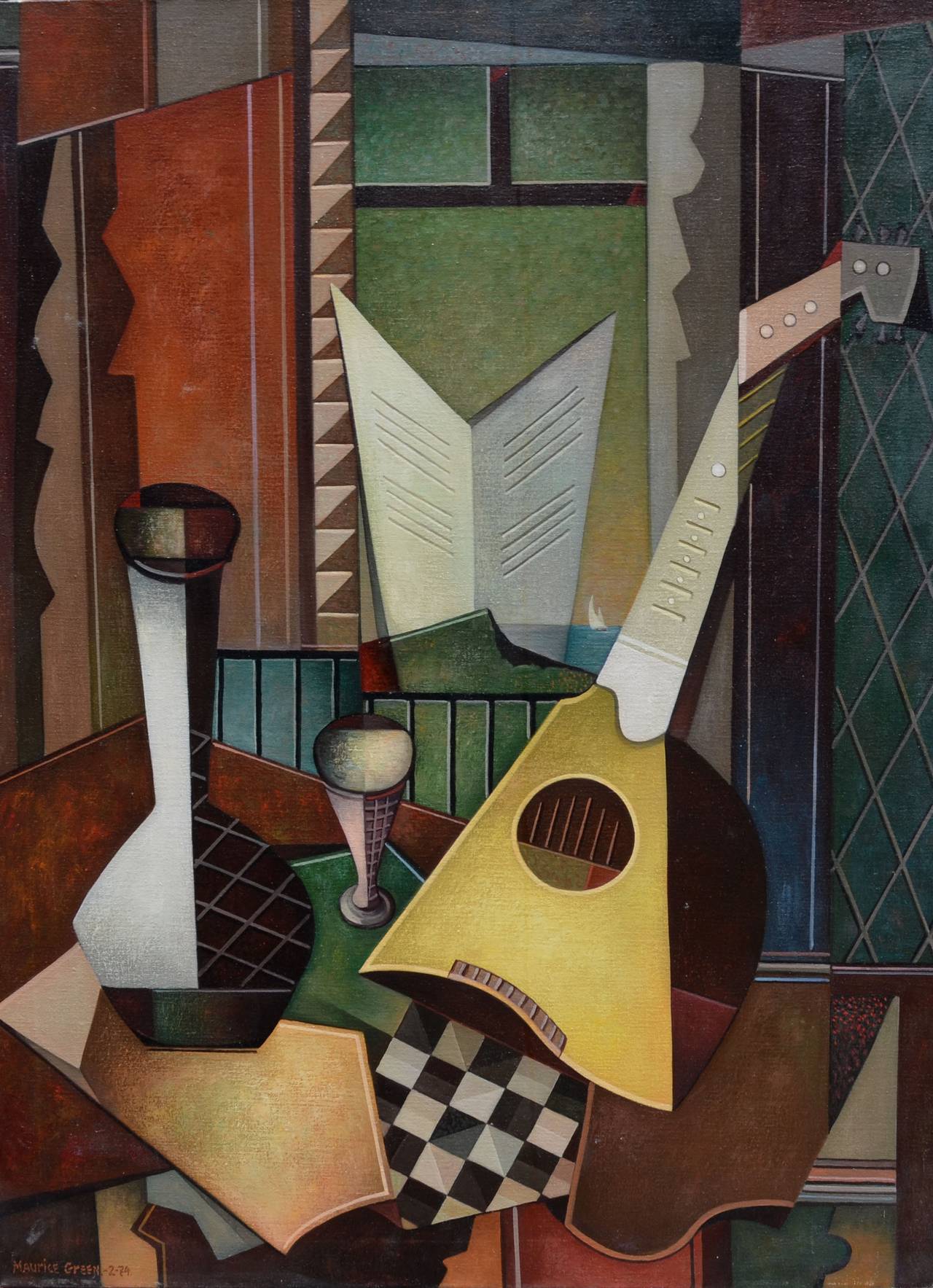 Maurice Green Still-Life Painting - The Yellow Mandolin