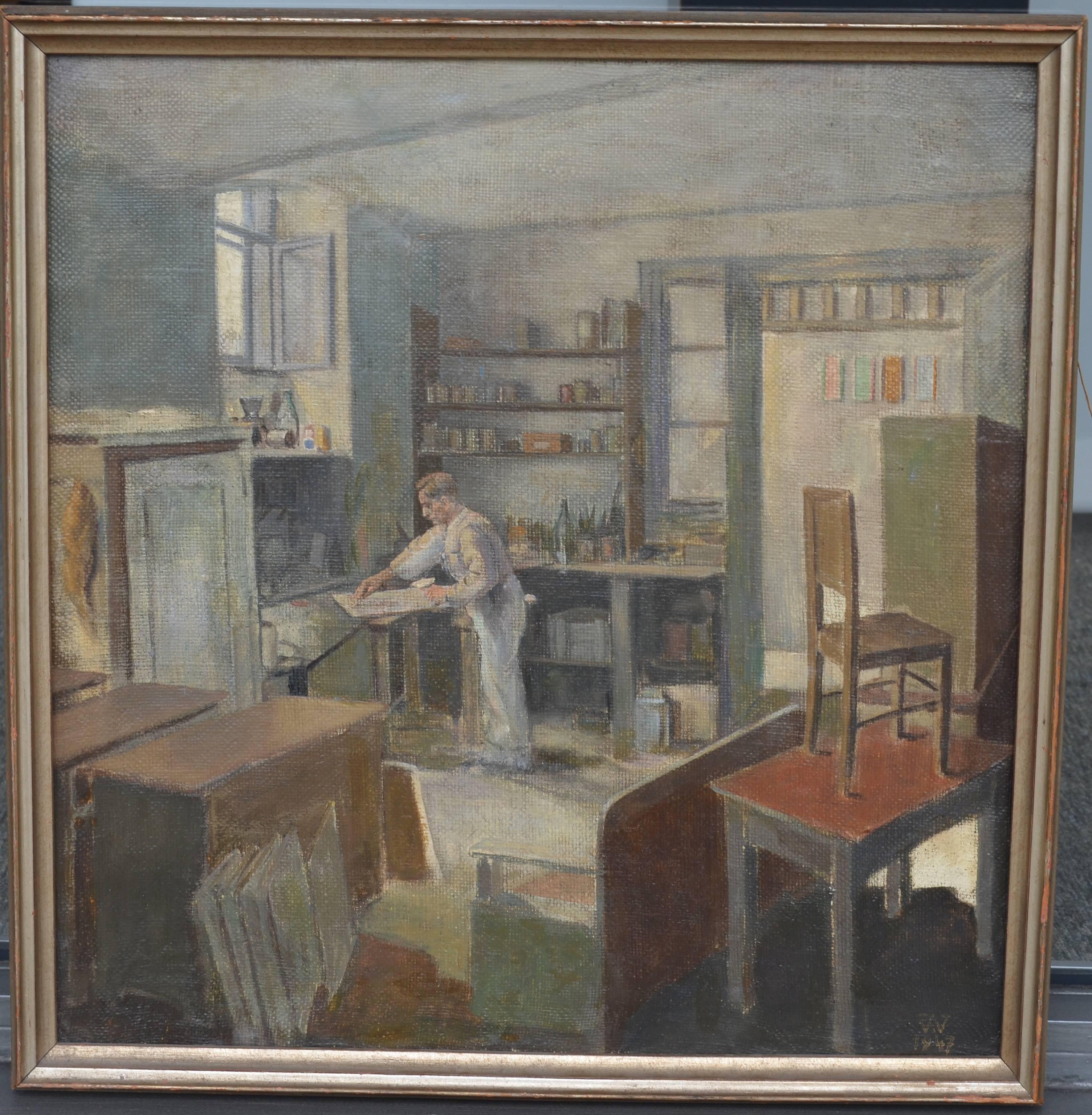 The Artists Studio - Painting by Unknown
