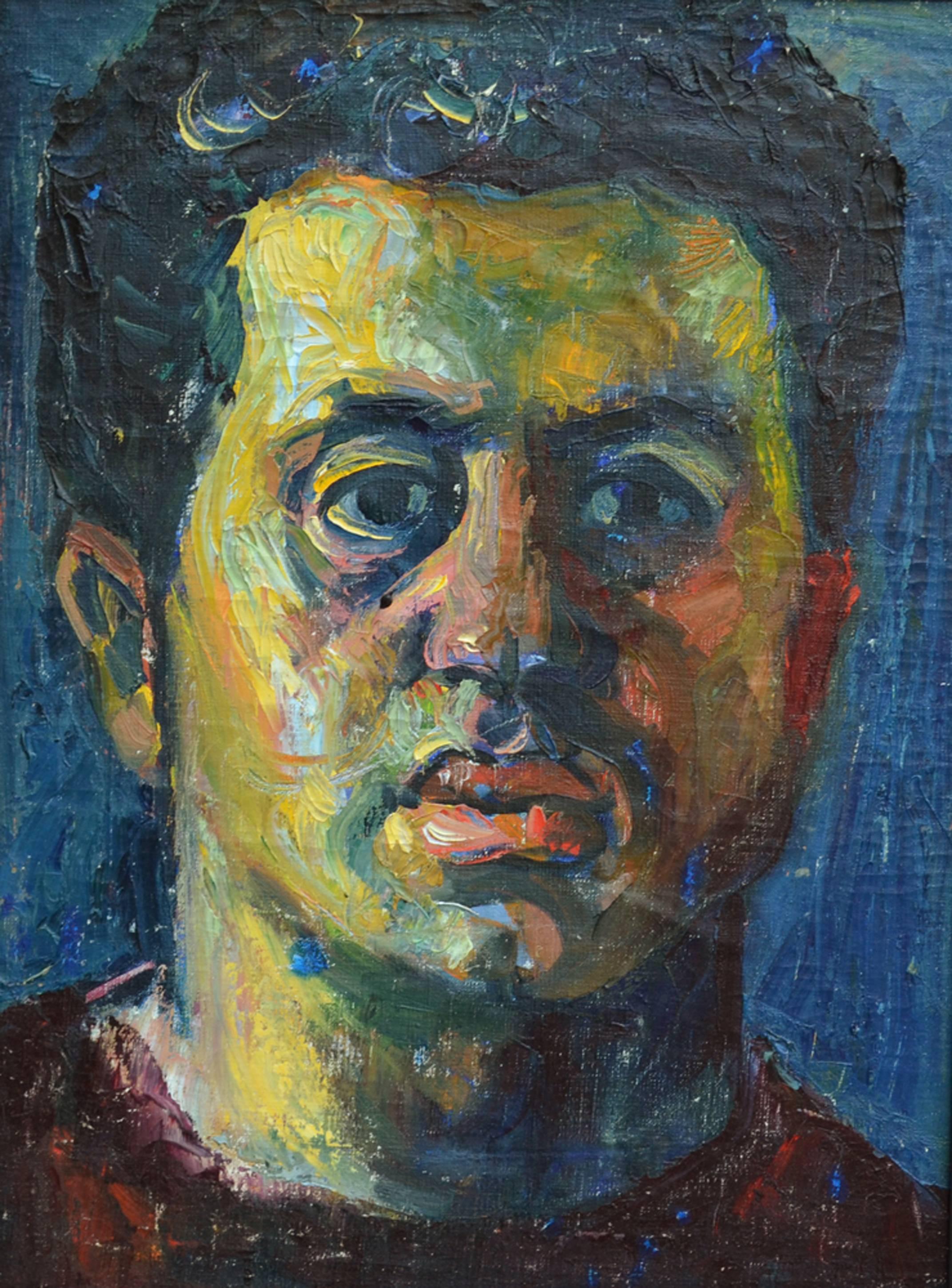Portrait Painting Jirayr Hamparzoom Zorthian - Portrait d'autoportrait