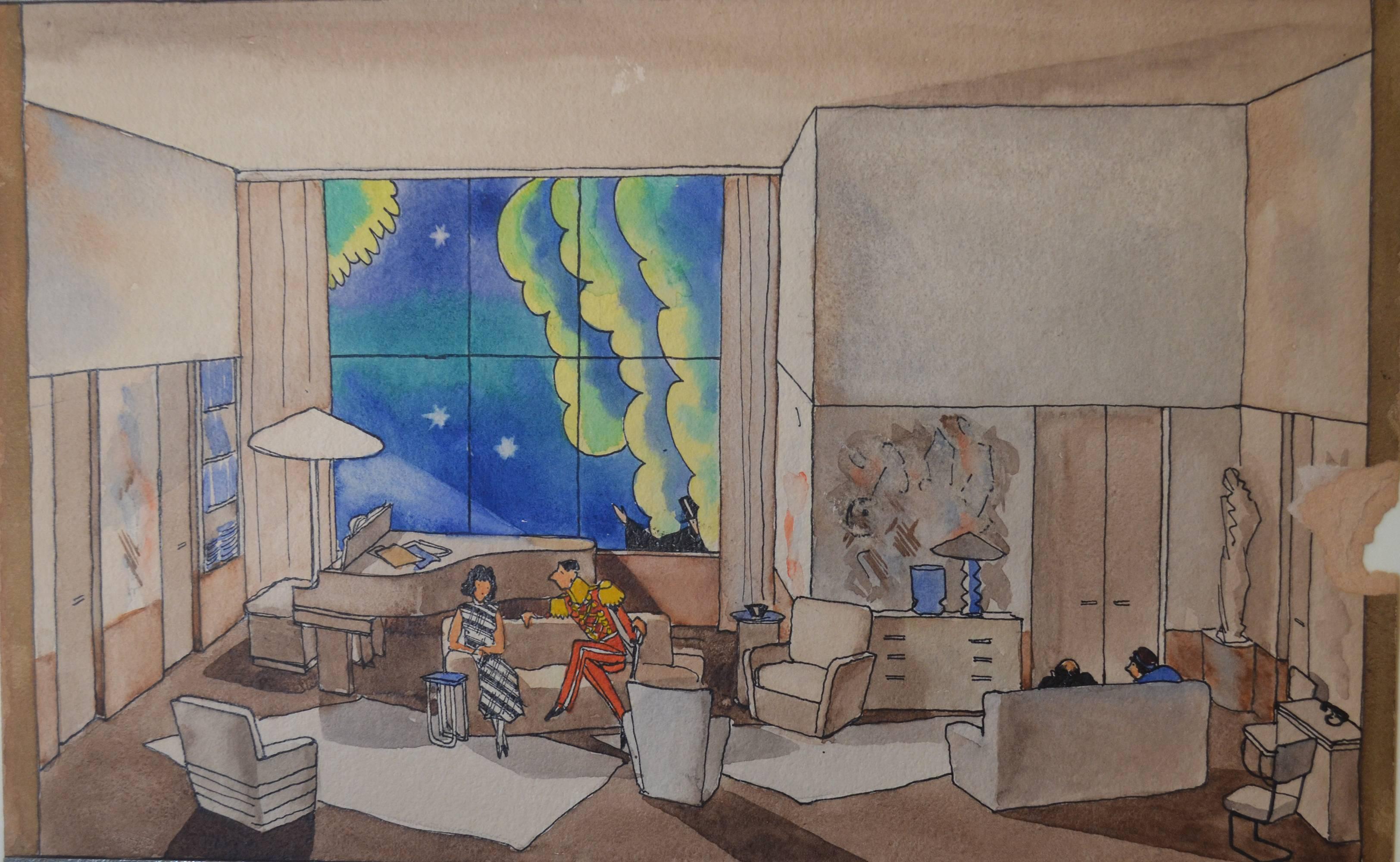 3 - Original-Set- Renderings von Franz Bergmann im Angebot 2