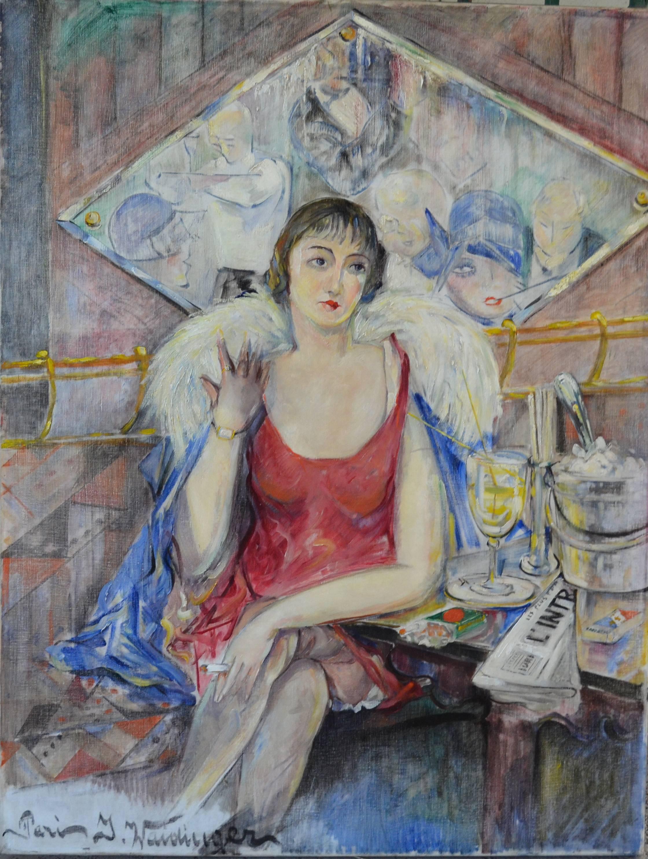Joseph Waidinger Figurative Painting – Lola Lola, Paris, 1929