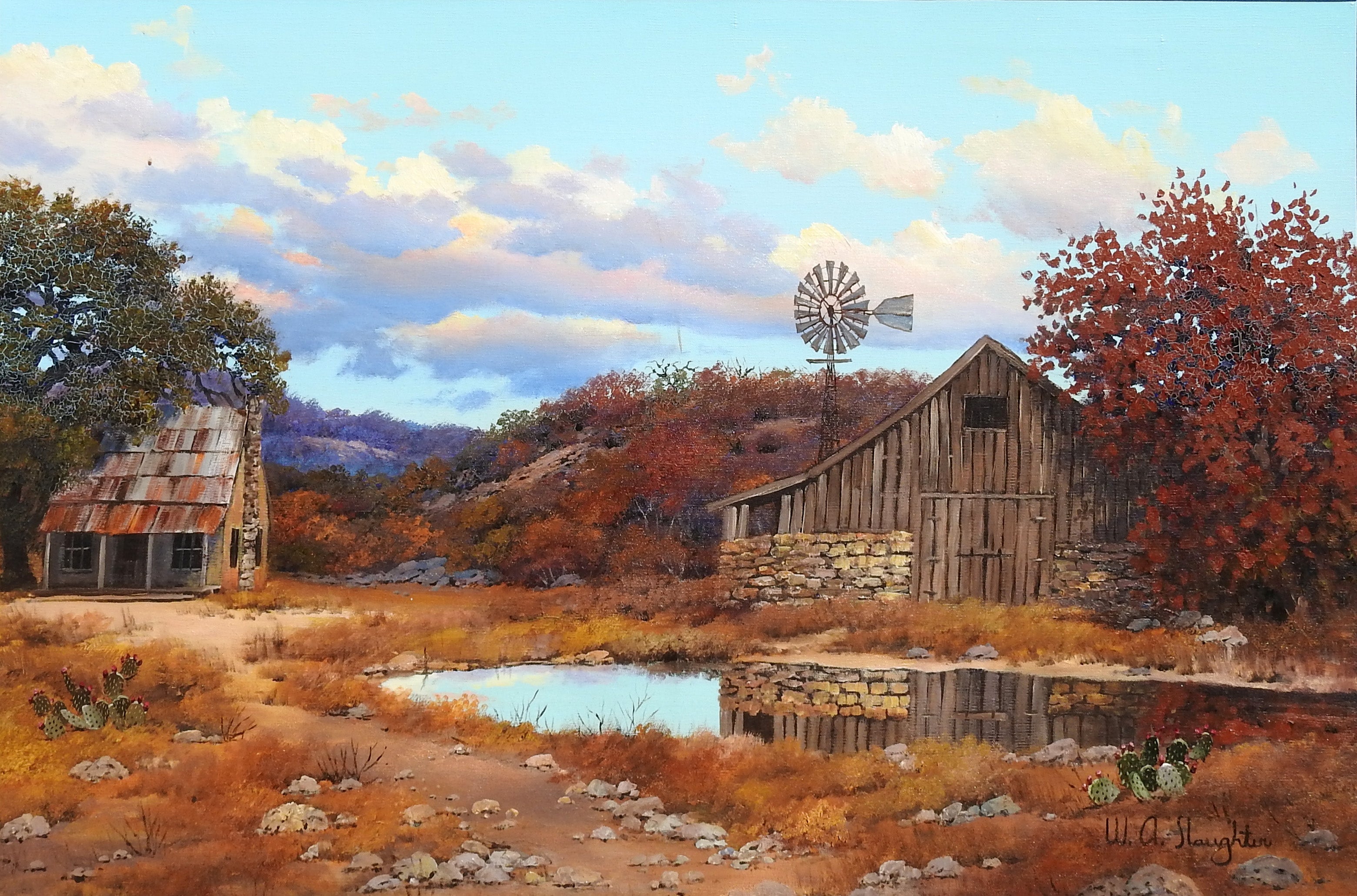 William A. Slaughter "Autumn Creek", W.A. Slaughter, Original, Oil on