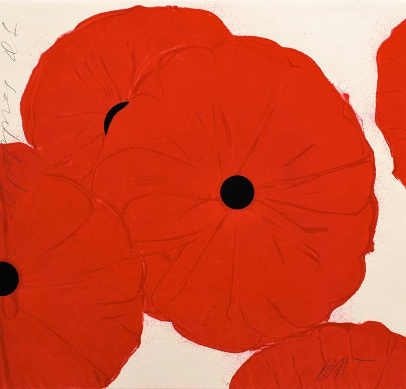 Donald Sultan Still-Life Print - Red Poppies, March 21, 2012