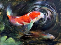 "I Will Bring You Good Luck" - Impressionist Koi Portrait, Oil Painting