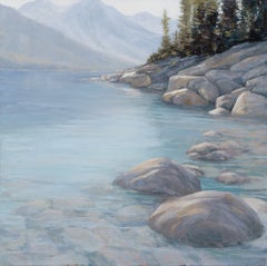 "Whispers on the Mountain Lake" - Impressionist Western Landscape, Oil Painting