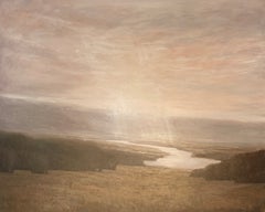 "Dove il fiume si perde nella luce" - Dipinto a olio paesaggistico in stile impressionista