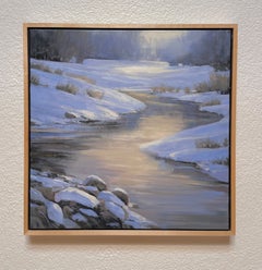 "Winter's Quiet Flow" (2026) Original Western Landscape Oil Painting on Canvas