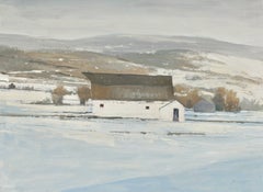 "White Barn" (2026) Original Western Landscape Oil Painting on Canvas