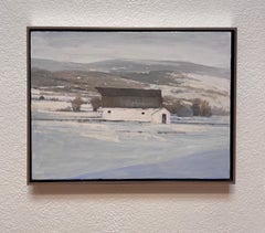 "White Barn" (2026) Original Western Landscape Oil Painting on Canvas