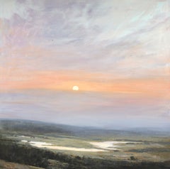 «Donde el sol se rinde al silencio» - Pintura original de un paisaje del Oeste