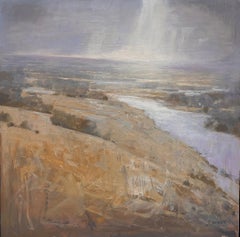 "Bend of the River" - Impressionist Western Landscape, Oil Painting