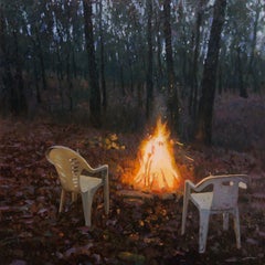 „Flucht“ – Realistische Landschaft und Stillleben, Ölgemälde auf Holztafel