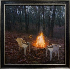 „Flucht“ – Realistische Landschaft und Stillleben, Ölgemälde auf Holztafel