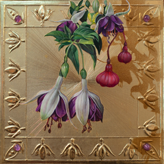 "Fuchsia with Cast Shadow" - Floral Still-Life, Egg Tempera/Gold Leaf/Amethyst