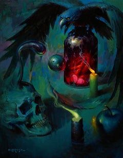 "Hoarder of Dreams" - Surrealist Still Life, Oil Painting on Aluminum Panel