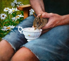 "The Rescue" - Photorealist Still Life and Animal Portrait, Oil Painting