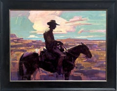 "Western 3" - Impressionist Cowboy and Horse, Portrait Oil Painting on Panel