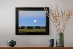 "Full Moon Over the Laramie Range" - Realist Landscape, Oil Painting on Linen
