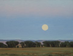 "Full Moon Over the Laramie Range" - Realist Landscape, Oil Painting on Linen